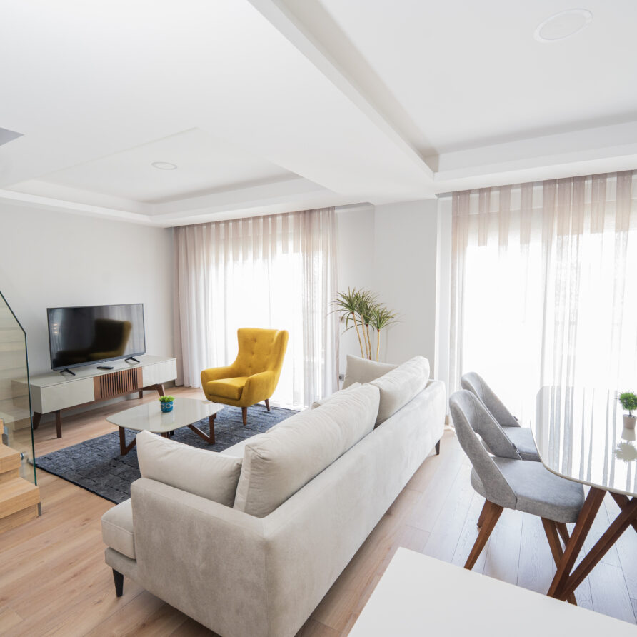 Modern living area in Holicas Pool View Suite