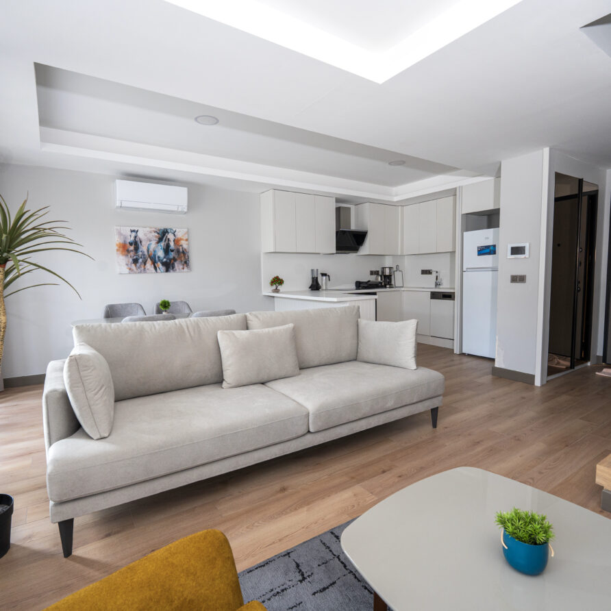 Modern living area in Holicas Pool View Suite