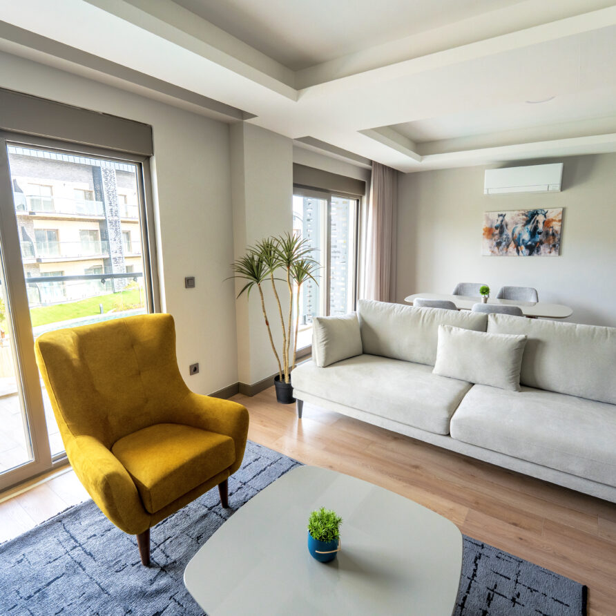 Modern living area in Holicas Pool View Suite