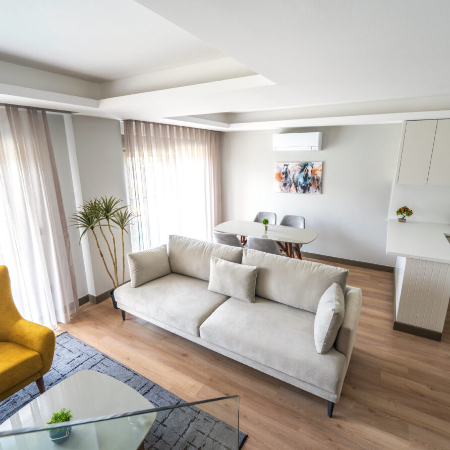 Modern living area in Holicas Pool View Suite